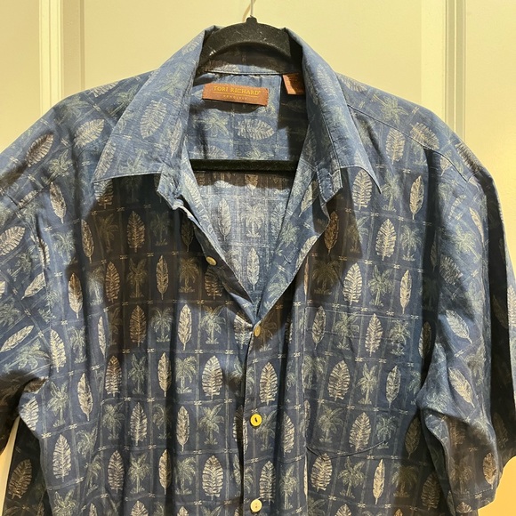 Tori Richard Sz XLarge Hawaiian Button Down Blue Floral Aloha Shirt Mens. - Picture 2 of 6